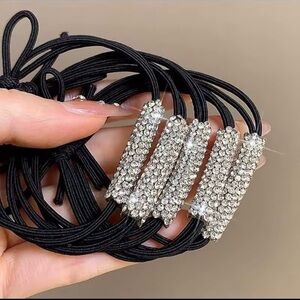 Black and Silver Sparkle Hair Bands Set of 5 Must Bundle